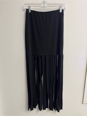 Zara Black Fringe Maxi Skirt